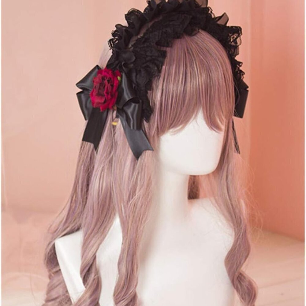 Lace Headband Womens Cosplay Costume Accessory Vintage Rose Flower - Picture 2 of 4